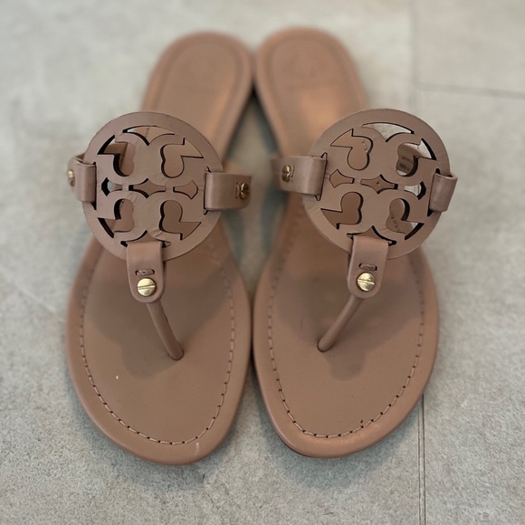 Tory Burch miller patent sandal in Tan - Picture 1 of 2